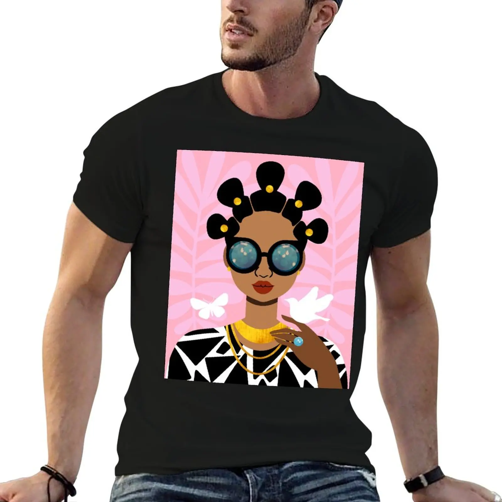 Bantu Knots Hairstyle Girl T-Shirt plus size clothes croswit shirt man mens workout shirts