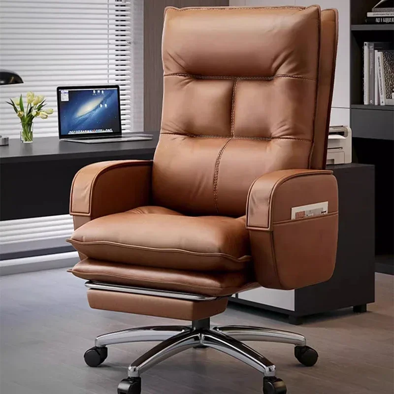 Luxury Dermis Boss Office Chair Comfortable Sedentary Reclining Lounge Superior Swivel Chair Business Salon Furniture FYOC