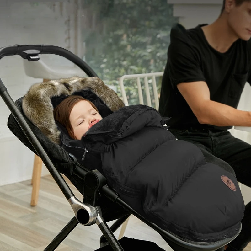 Warm Windproof Stroller Footmuff Cover Blanket Universal Pushchairs Thicker Envelope For Discharge Fluffy Hat Soft Lining