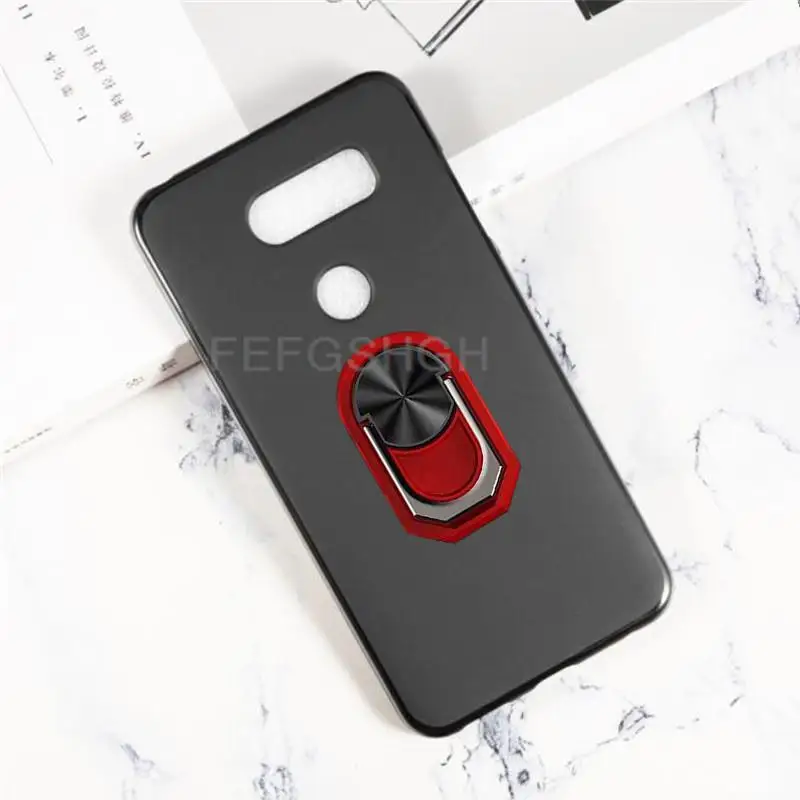 For LG V30 / V30 Plus / V30S ThinQ / V35 ThinQ Back Finger Ring Soft TPU Silicone Case For LG V30 Phone Cover