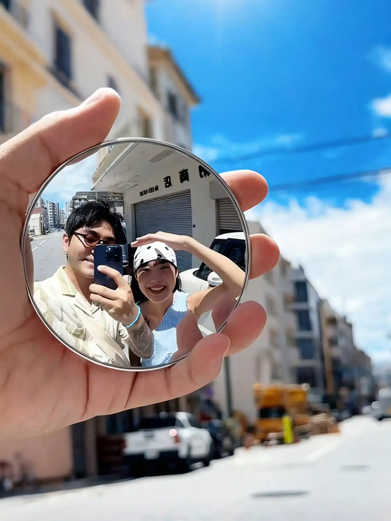 1-reisfoto mini-ronde spiegel, reflecterende spiegel, bolvormige spiegel, draagbare groothoeklens, foto- en selfie-accessoires