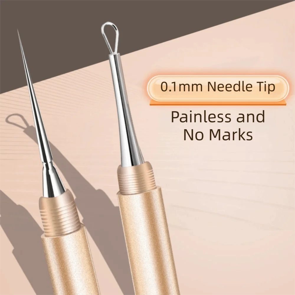 

Double-Ended Blackhead Extractor Sharp Tip Stainless Needles Acne Removal Tool Rust-proof with Cover Comedone Remover