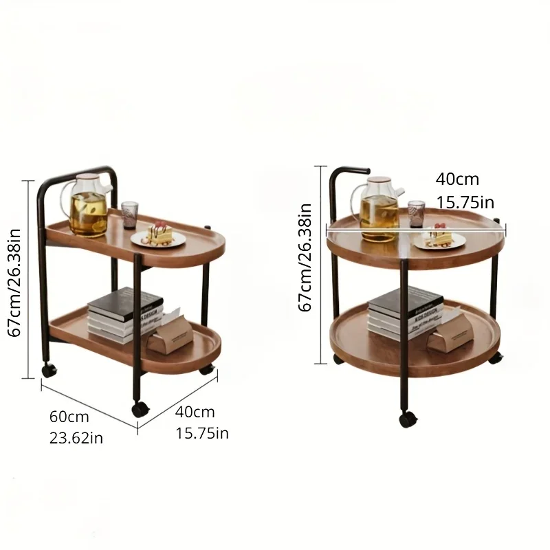 Nordic Style Rolling Side Table, Sofa Table with Wheels - Suitable for Modern Style Home Decor and Storage image 5