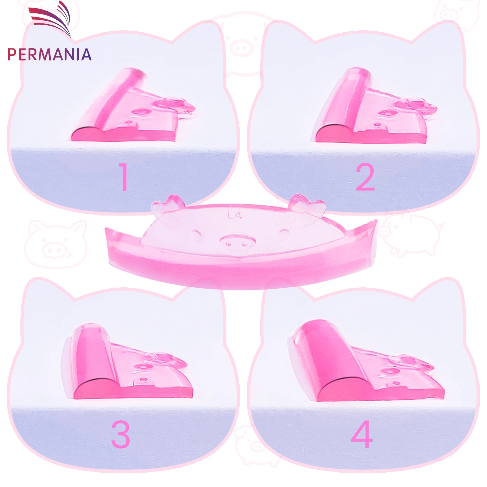 PERMNAIA 4 Pasang Bantalan Silikon untuk Lash Lift, Pelindung Perm Bulu Mata, Batang Lifting Bulu Mata 3D, Aksesoris Penjepit Bulu Mata, Alat Aplikator