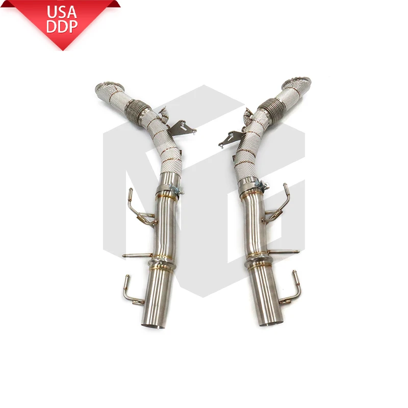 

ING 304 full exhaust downpipe catback for Ferrari SF90 3.9L V8, including heat shield, accessory systems.