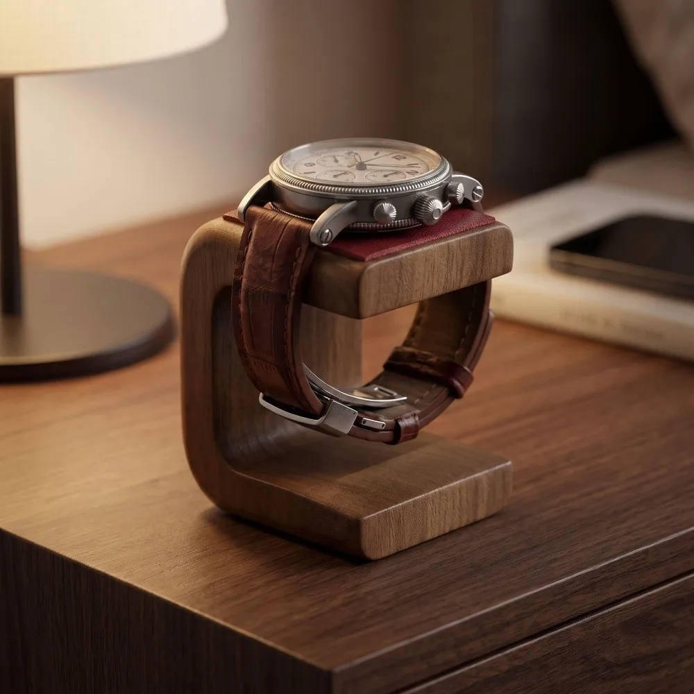 Display Stand Wooden Watch Stand with Leather Pad Gifts Jewelry Display Rack Table Top Ornament Simple Watch Holder Retail