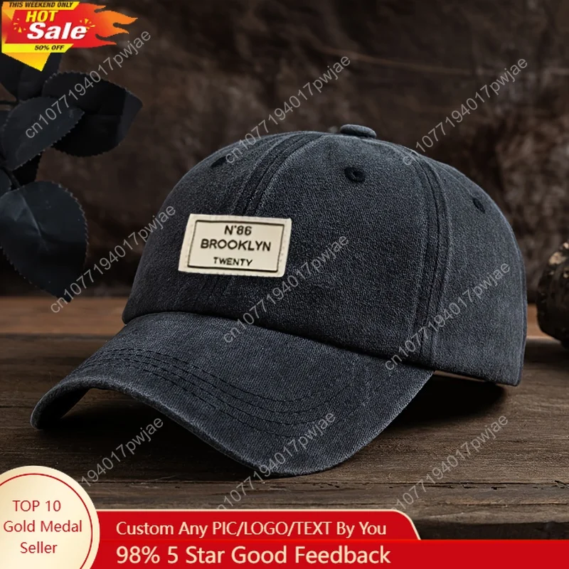 Gorra de béisbol retro americana para hombre, elegante y versátil, con visera curva ajustable, estilo duckbill, tendencia para exteriores.