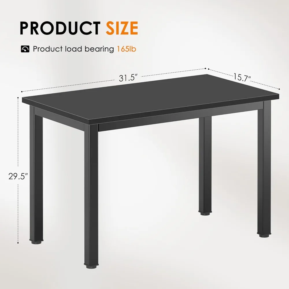 مكتب كمبيوتر صغير مقاس 31.5 بوصة، طاولة كتابة للمساحات الصغيرة، طاولة دراسة للطلاب، مكتب كمبيوتر محمول باللون الأسود