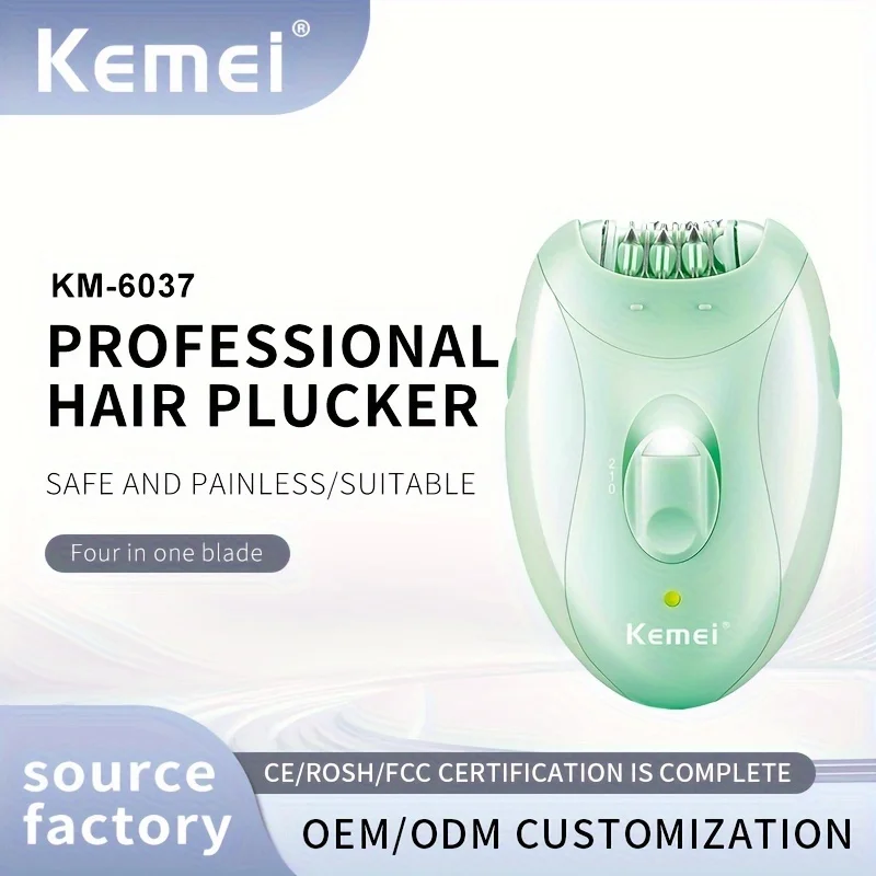Kemei KM-6037 Rechargeable Female Epilator Electric Shaver Facial Hair Removal Lady Bikini Trimmer Shaver