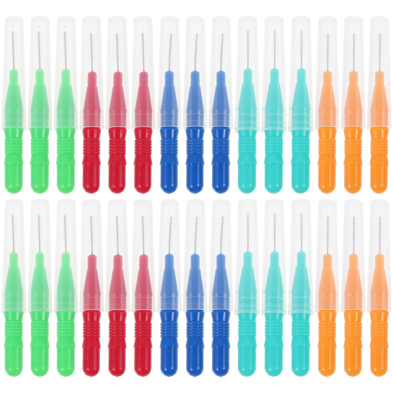 

50pcs Interdental Brushing Floss Tooth Brushes Lightweight Portable Oral Care Tools Red Blue Green Orange Ice Blue Each 10