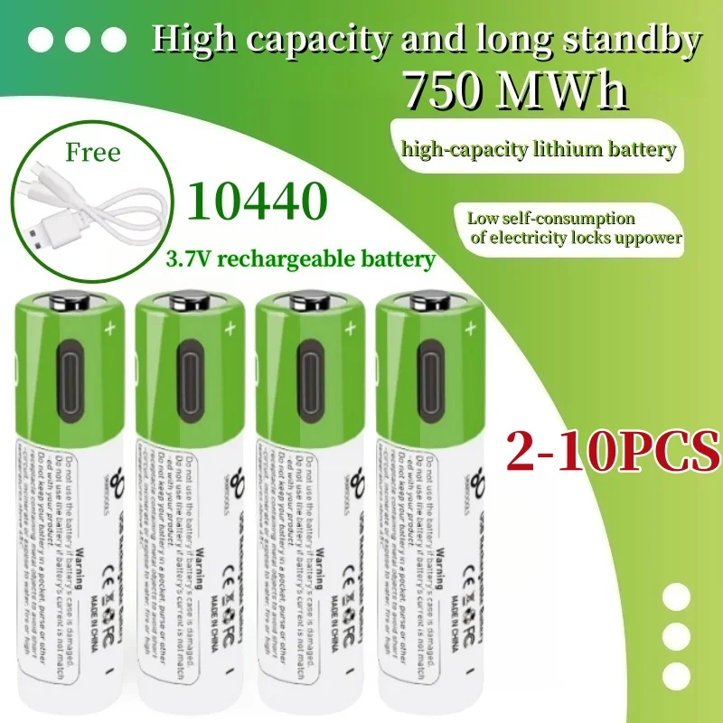 Nuevo 1-10 Uds 3,7 V 10440 batería recargable de iones de litio AAA 3A botón superior para faro mecánico Mod antorcha faro Vap Original