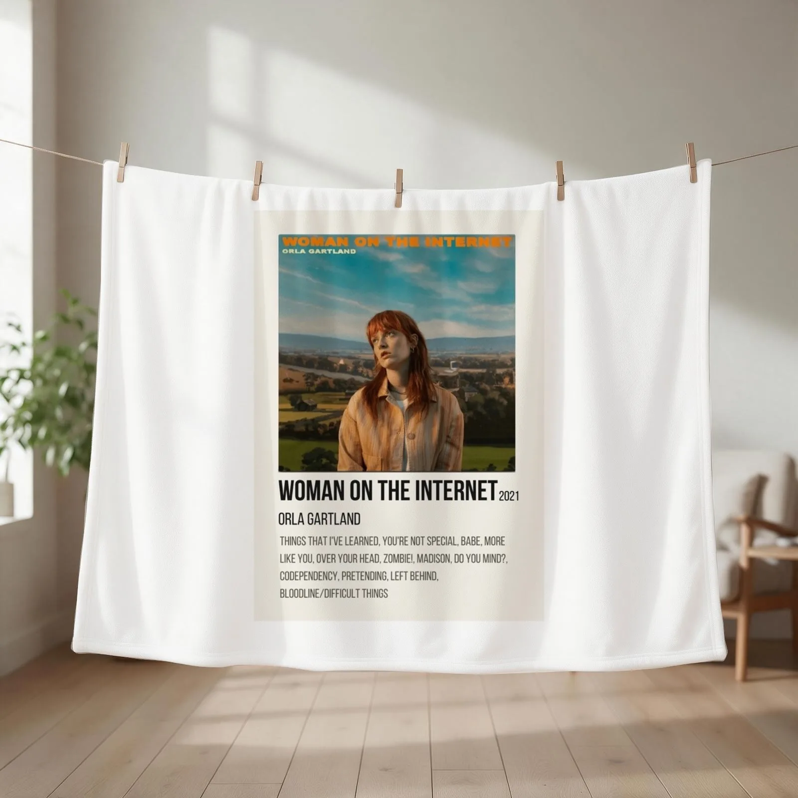 orla gartland woman on the internet album poster Throw Blanket couch cozy soft plush fuzzy picnic outdoor blanket