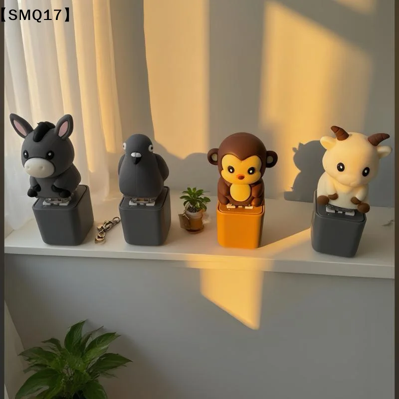 Monkey Pigeon Lamb Donkey Animal Keyboard Fidget Toys Keychain Finger Button Clicker Decompression Toys with LED Light【SMQ】