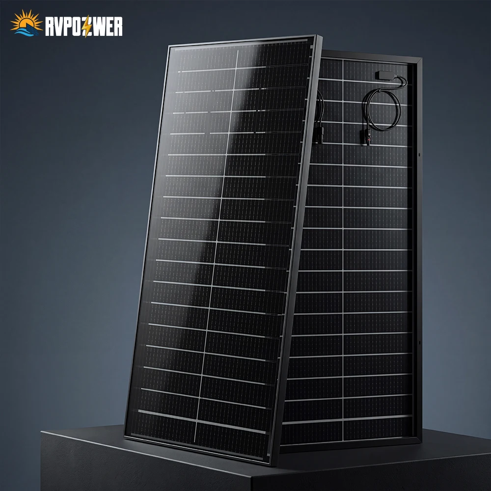 Image of RVPOZWER 400W/200W/100W 12V Doppelseitige Solarmodule Monokristallin 25,5% Hocheffizient 18BB-Zellen PV-Stromerzeugung für Hausdach Camping