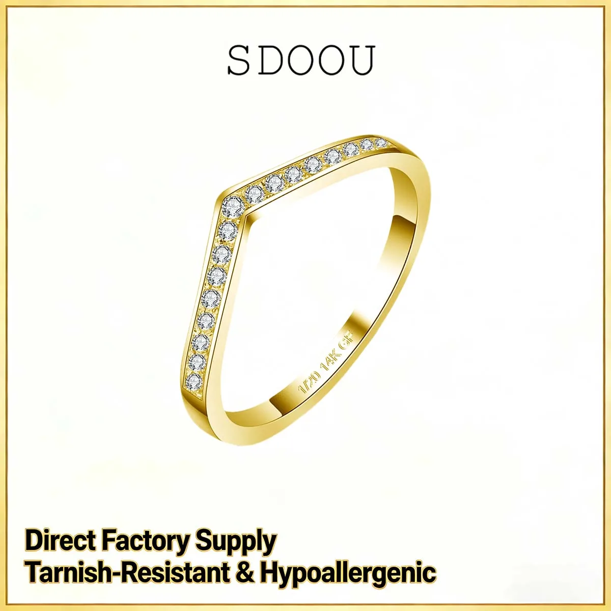 

SDOOU Classic V Shape Moissanite Ring 14K Gold Filled Round Cut With GRA Minimalist Jewelry Daily Wear Birthday Gifts for Women