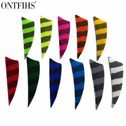36Pcs Right Wing 2 Inch Natural Turkey Feathers Shield Cut Archery Fletches Arrow Fletching Striped Pattern