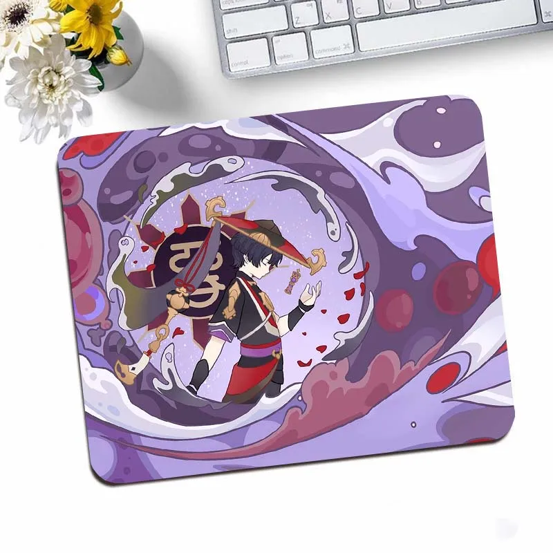 Pc Gamer Genshin Impact Klee Mousepad Glass Mause Pad Computer Desk Mat Kawaii Pad Gaming Accessories Mouse Carpet Cabinet Mats