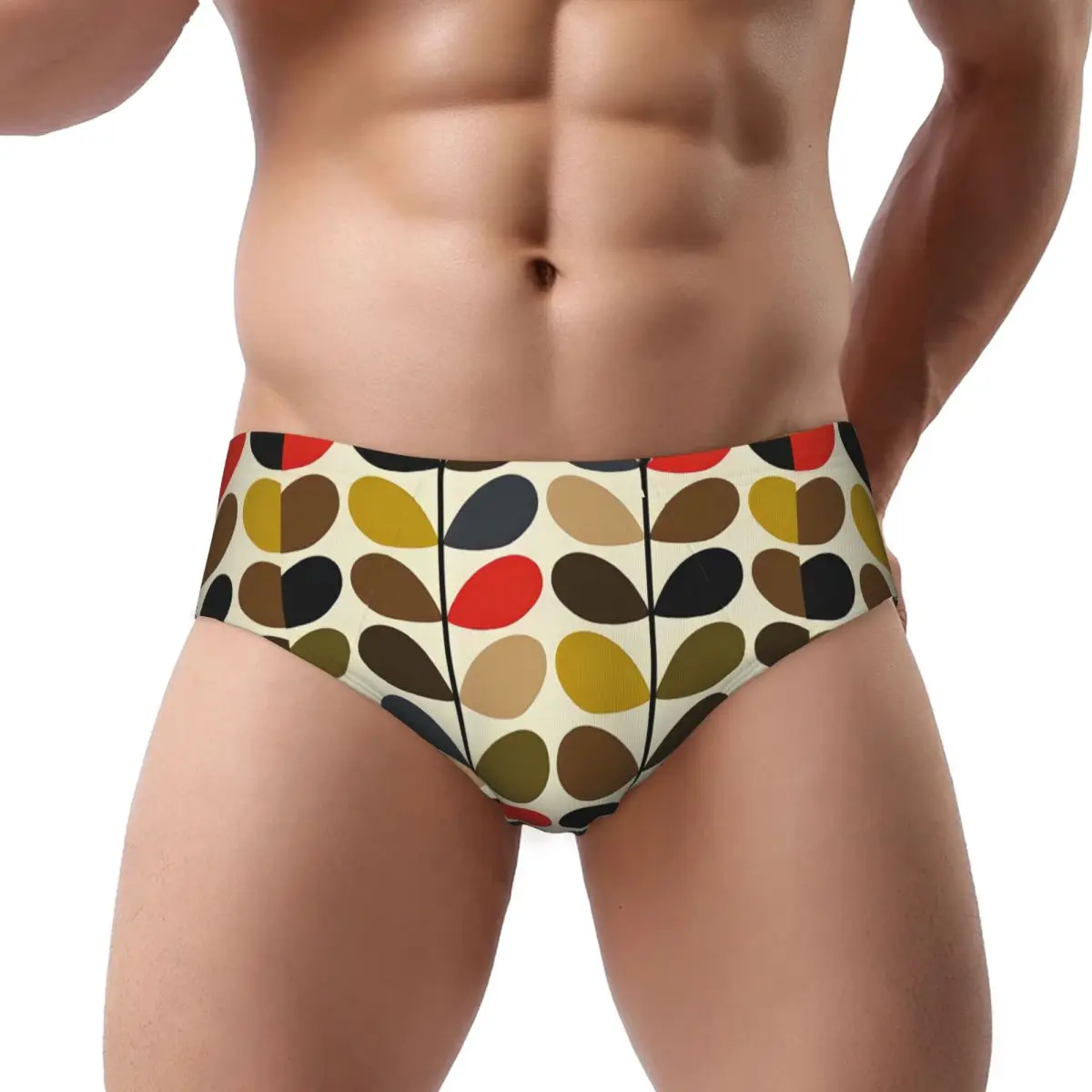 

Custom Orla Kiely Flower Briefs Underwear Men's Breathable Stretch Scandinavian Geometric Style Underpants