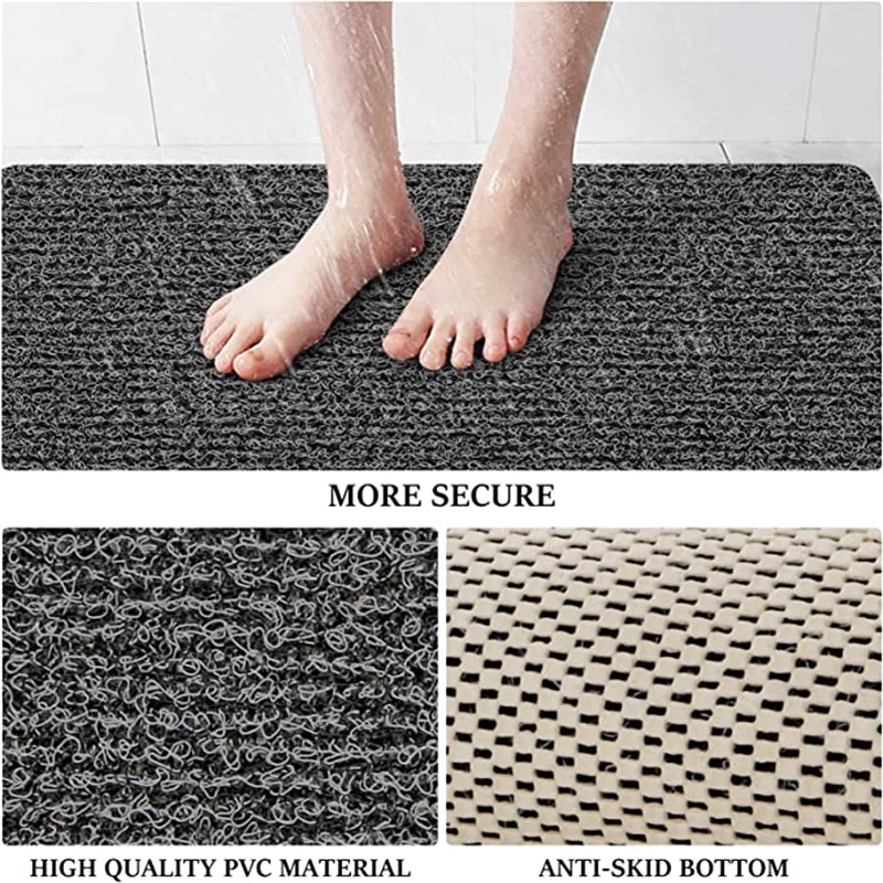 Shower Mat Bathtub Mat Non-Slip Bath Mat with Drain Quick Drying PVC Loofah Bathmat for Tub Shower Bathroom