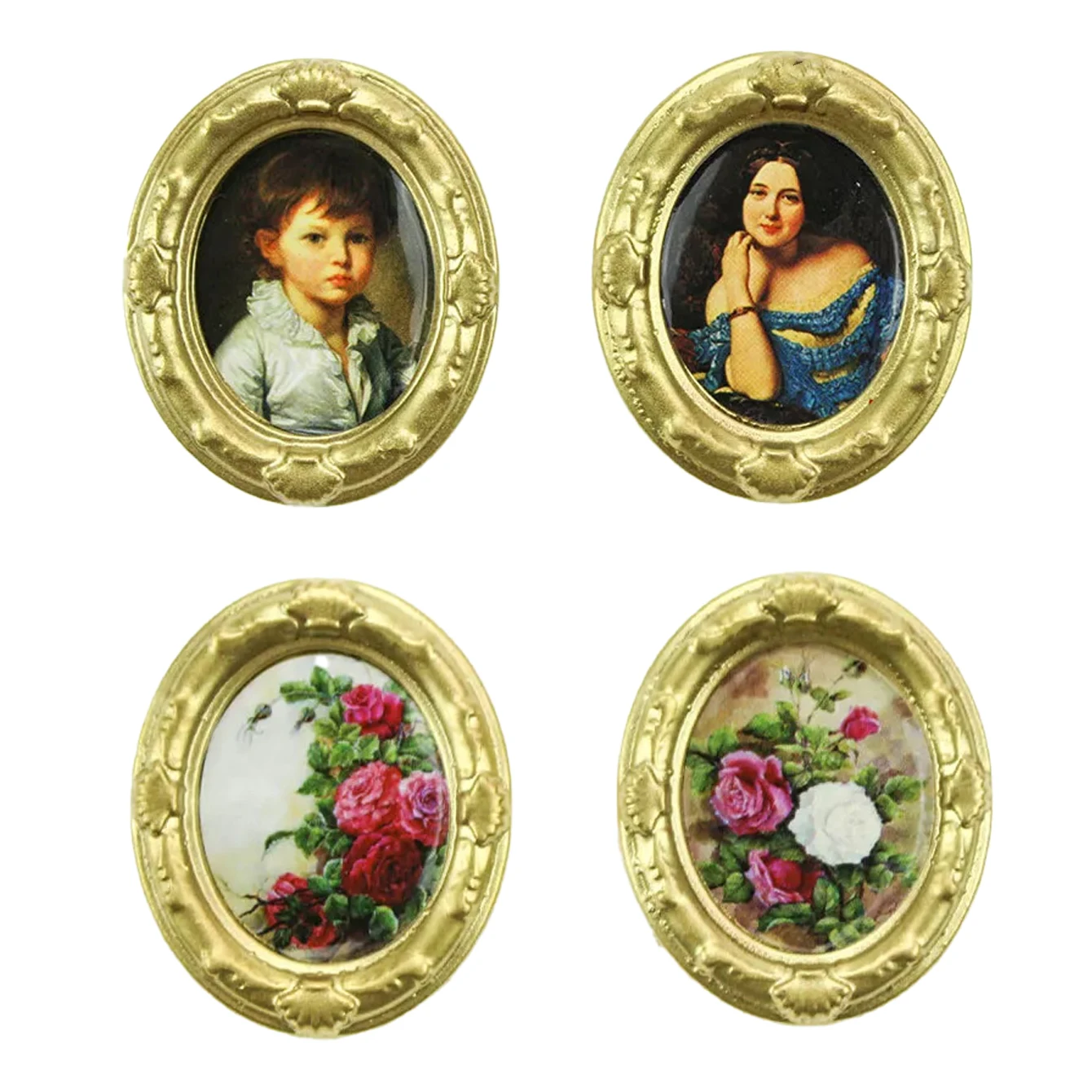 2 pieces of miniature oil painting murals for dollhouse: 1:12 scale mini simulation toy house wall decoration accessories