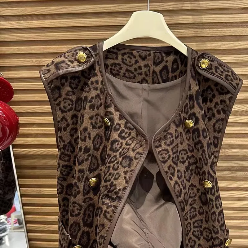 Faionable ليوبارد طباعة سترة Jaet المرأة ملابس خارجية الخريف الشتاء جديد Sle زر واحد الخامس Ne ألياف البوليستر 00%