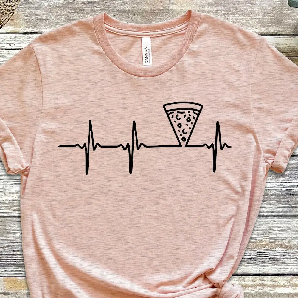 Heartbeat T Shirt Pizza Lover Fan Holic