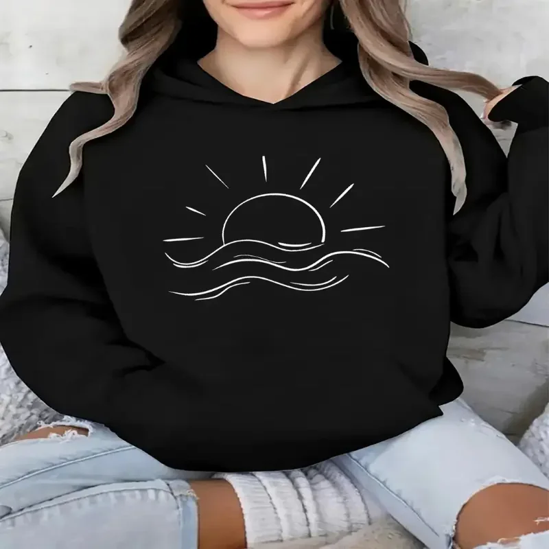 

Свободный крой, пуловер с капюшоном на шнурке, осенне-зимний сезон, повседневная толстовка на каждый день, женская удобная повседневная одежда для отдыха