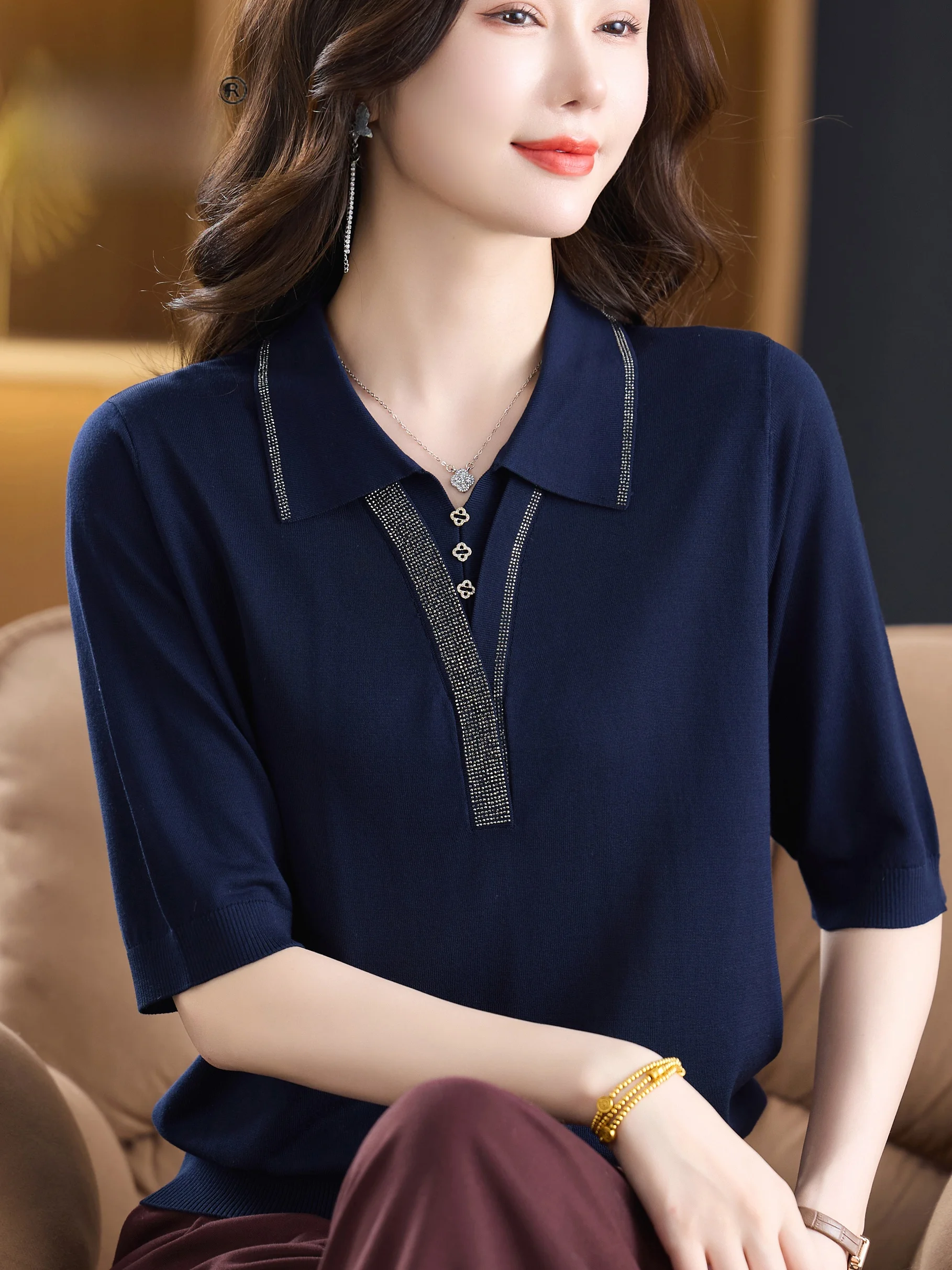 Modieus gebreid T-shirt van ij - Women Fashion Over 60 recensie en prijs