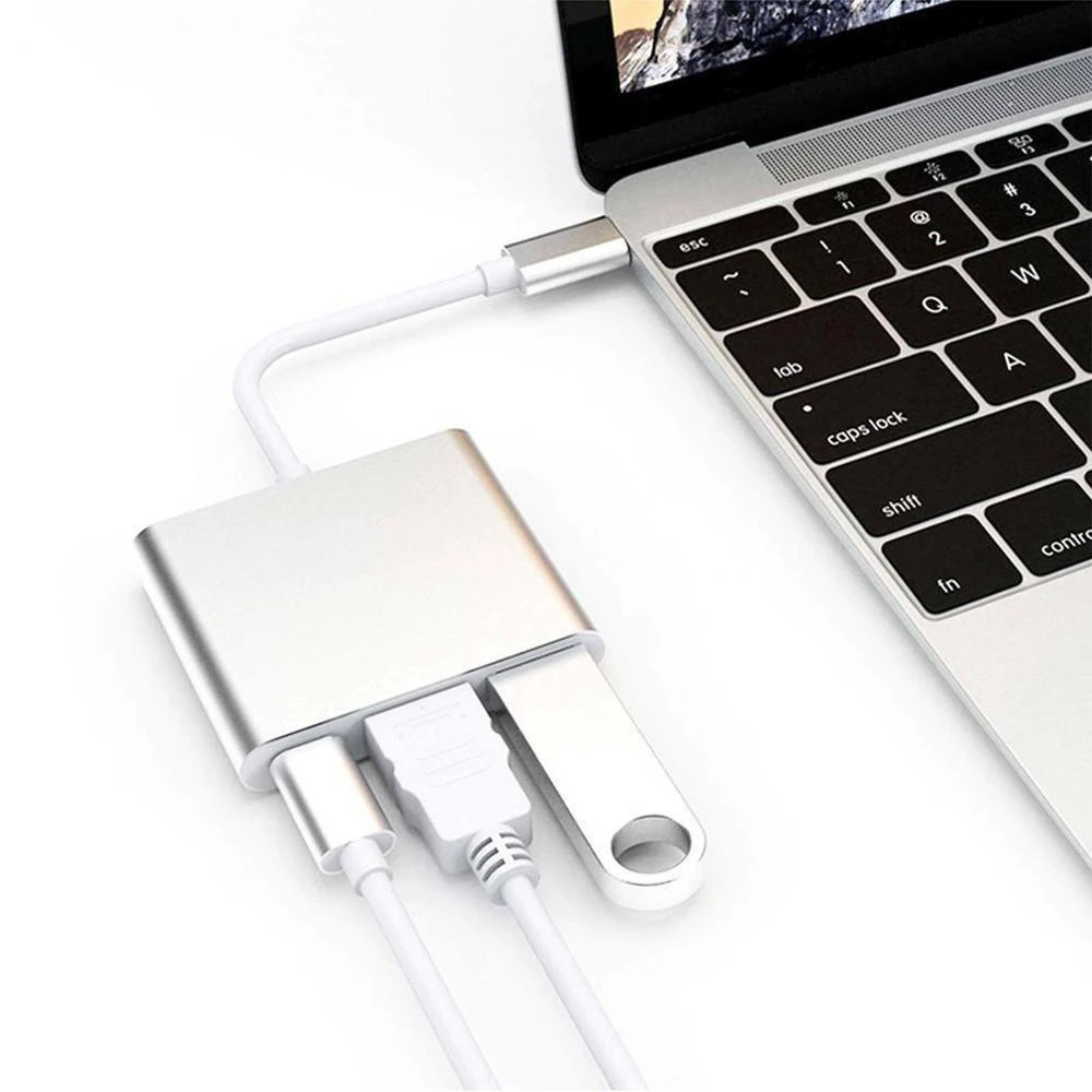 Typ-C-Hub USB C zu HDMI-kompatiblen Splitter USB-C 3 in 1 4k HDMI-kompatiblen USB 3,0 pd Schnelllade-Smart-Adapter für MacBook