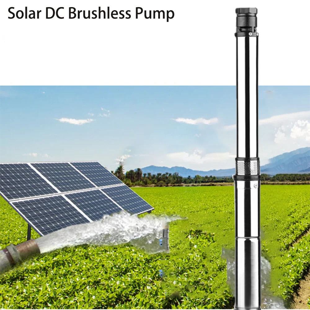 

3inch 1200W DC Voltage72V-108V solar drilling deep well pump flow rate 6000L per Hour Head lift 100M Solar water pump