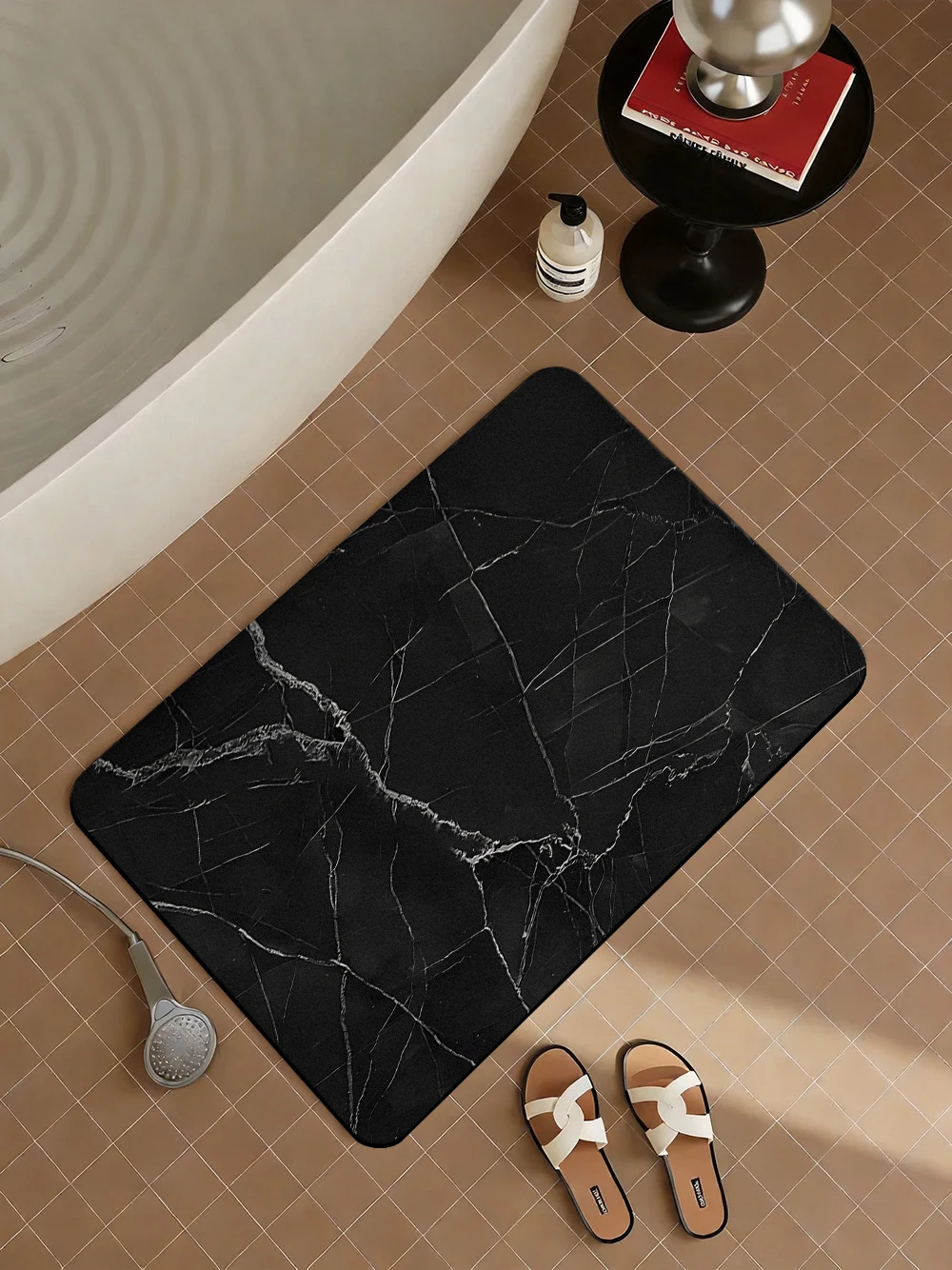 

Stone Texture Diatomite Bath Mat Fast-Drying Water-Absorbent Rug for Bathroom Home Use