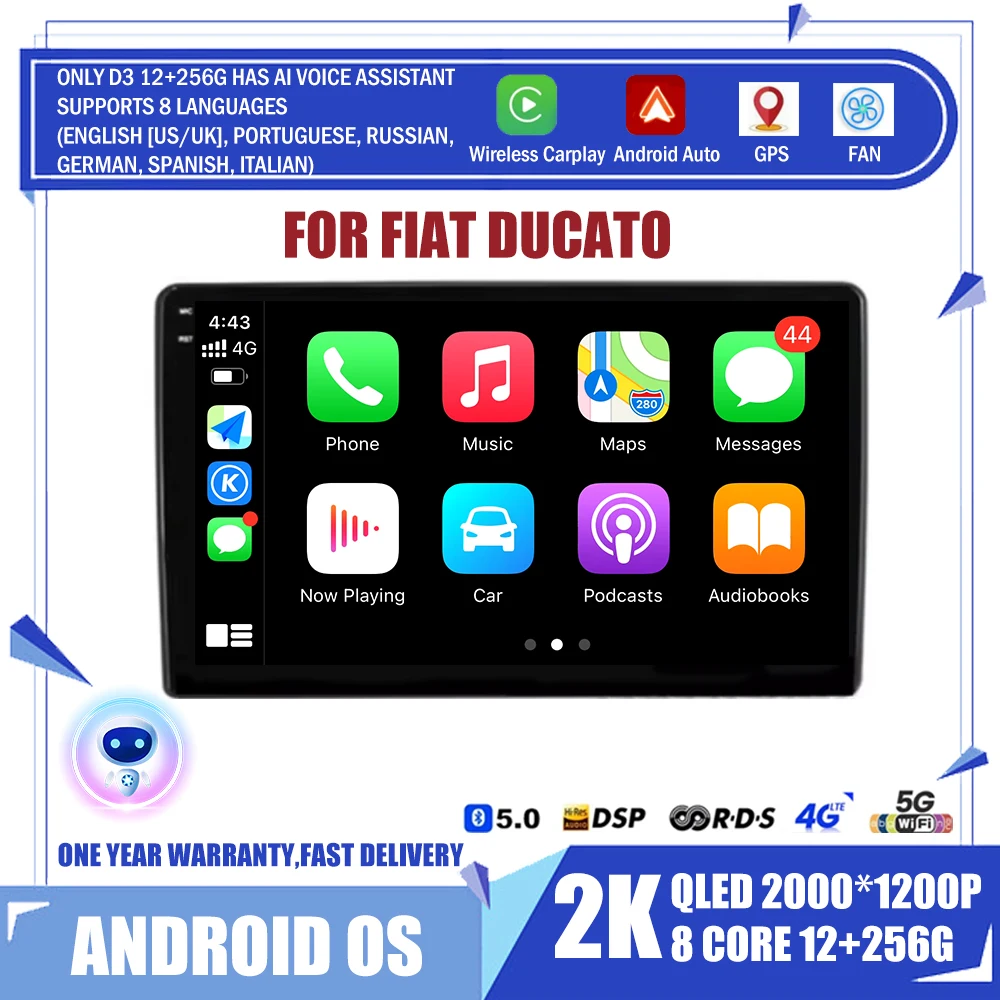 

Автомобильный радиоприемник на Android для Fiat Ducato 2006 - 2022 Citroen Jumper Peugeot Boxer беспроводной Carplay Android автомобильный мультимедийный плеер BT