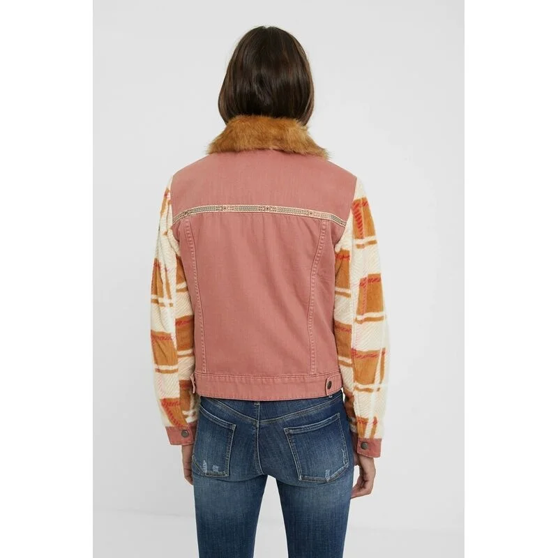 Foreign trade original single Spanish new spring and autumn embroidered patchwork woolen collar jacket