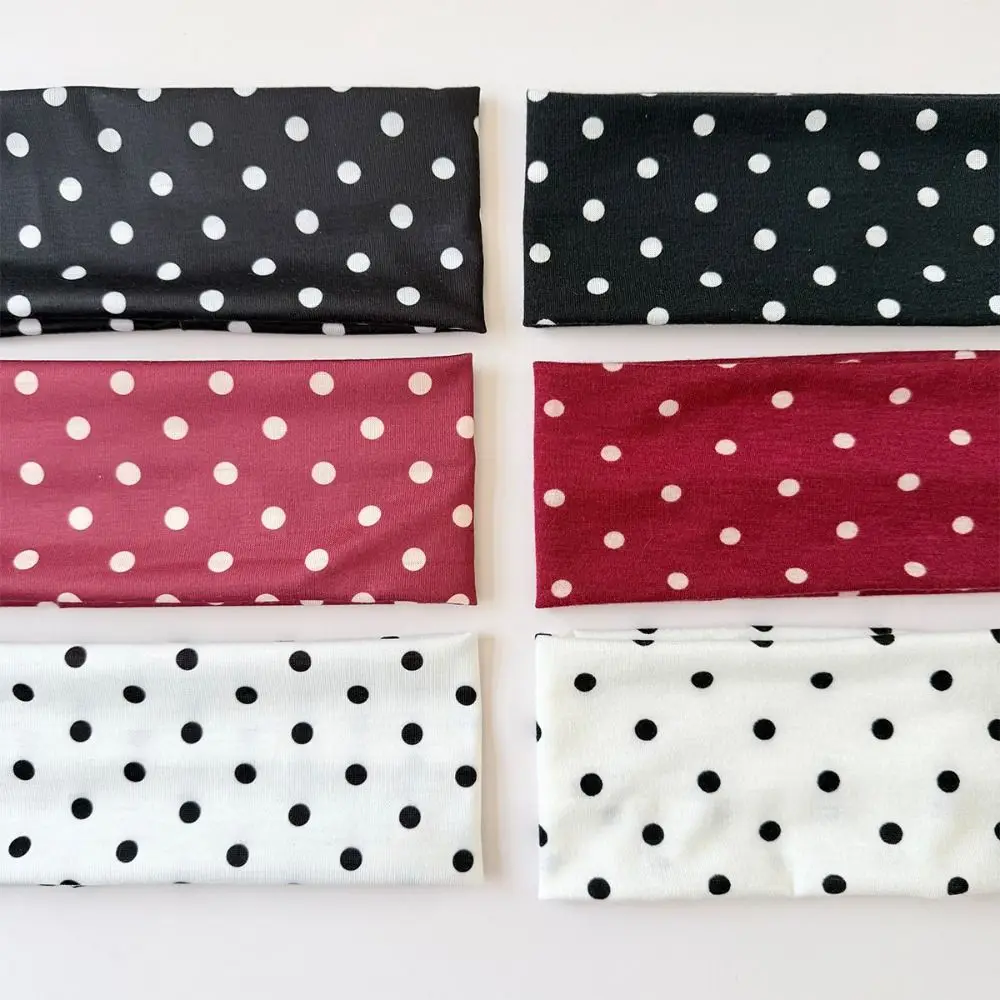 Hair Hoop Adjustable Polka Dot Headband Stretch Y2K Sport Headscarf Elastic Print Yoga Elastic Hair Band For Women