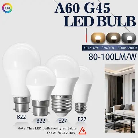 100PCS AC/DC 12V-24V-48V LED Bulb Lamps E27 B22 Light 3W 5W 10W SMD2835 RA80+ Daylight Bombilla Led Bulbs Lamp for Foyer Derec