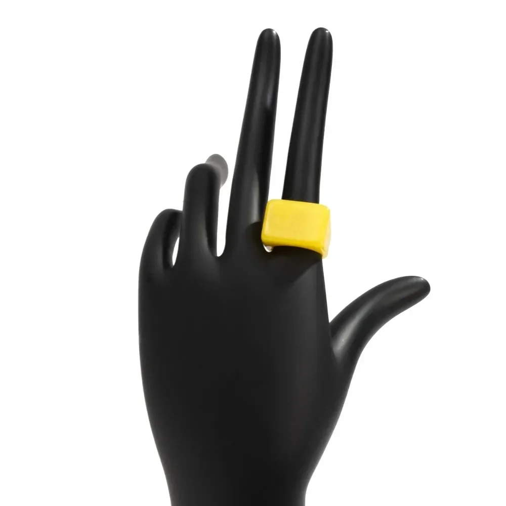 رائجة البيع 2025 مزاجه موضة الملونة الاكريليك خاتم جديد البساطة النساء فتاة سيدة حلقة العصرية الراتنج هندسية حلقة مربعة #5