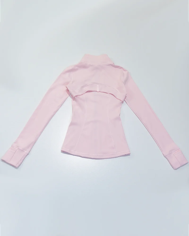 Neue Damen Slim Fit Sportjacke mit Goldreißverschluss, atmungsaktiv, schnelltrocknend, Stehkragen-Stil, Daumenloch-Design, Sportjacke – Detail 16