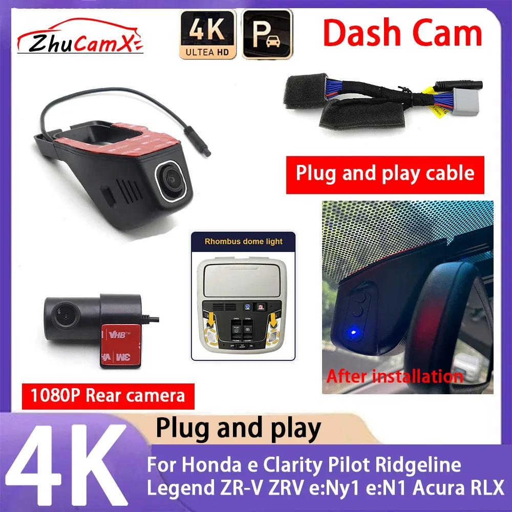 4K 2160P Camera Plug and Play UHD Dash Cam Night Vision for Honda e Clarity Pilot Ridgeline Legend ZR-V ZRV e:Ny1 e:N1 Acura RLX