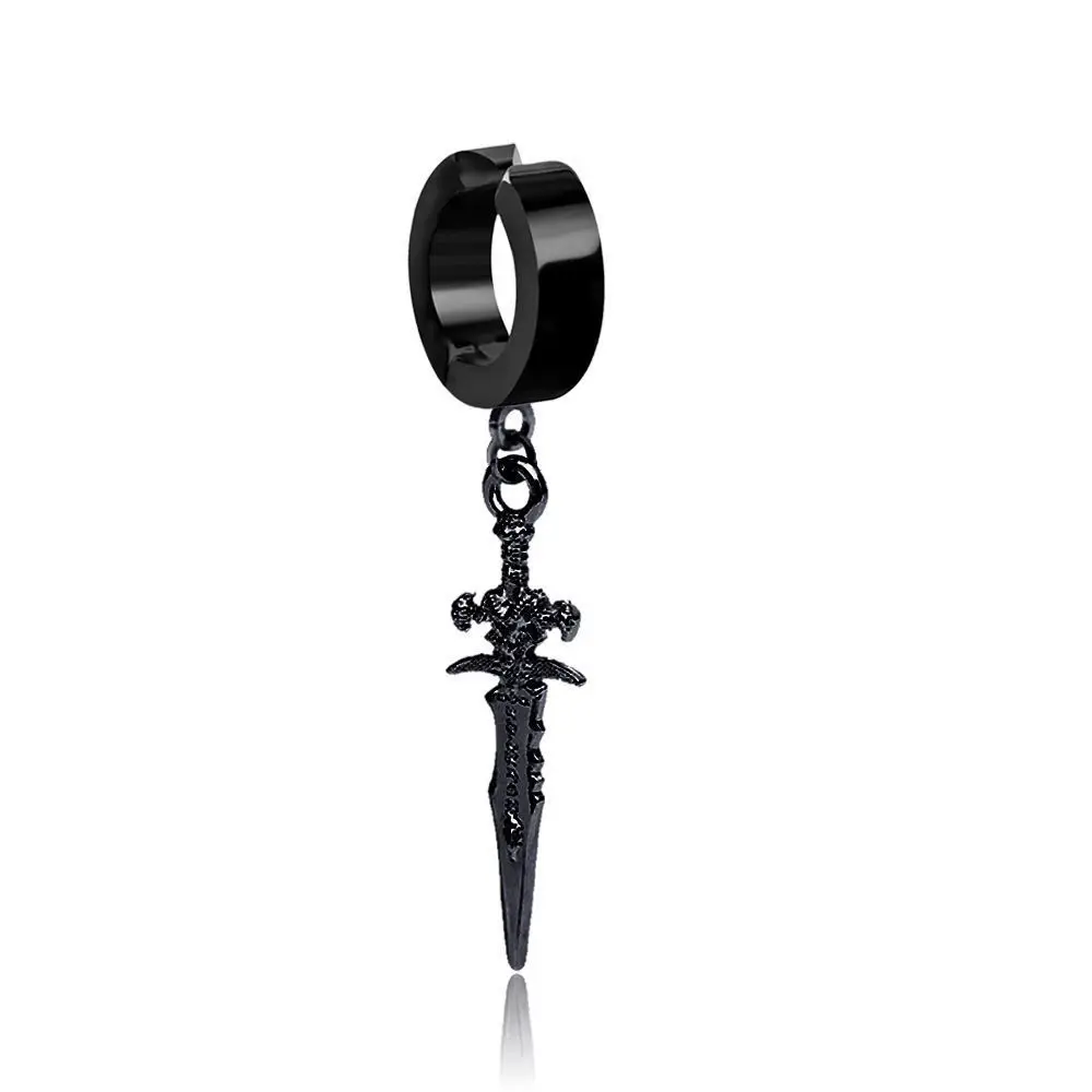 Silver Plated Metal Charm Short Necklace Ornate 3D Small Demon sword Pendant Amulet Vampire Occult Goth Gothic Necklace