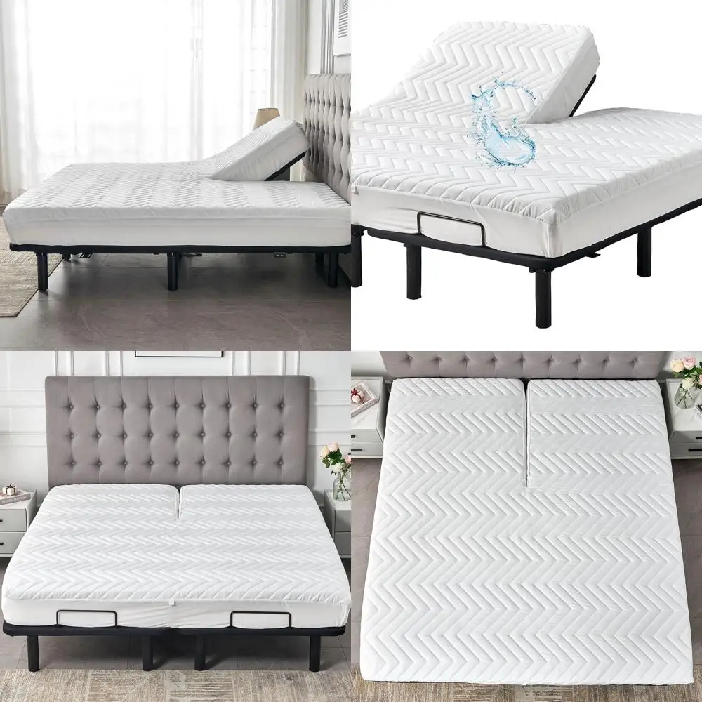 

Queen Size Waterproof Mattress Cover, 60x80, 14 Deep, Fitted, Brushed Poly, White, Quilted, Washable