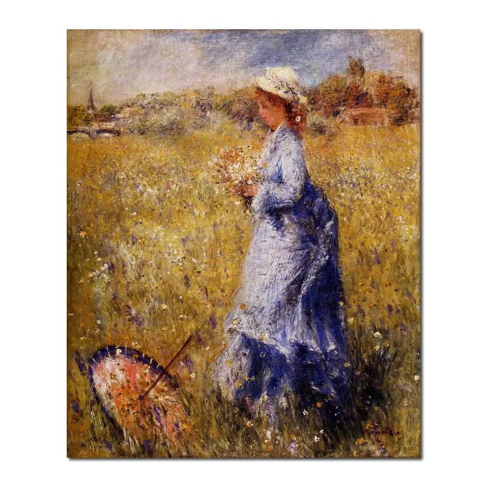 modern art gallery Girl Gathering Flowers Pierre Auguste Renoir painting High quality Hand-painted