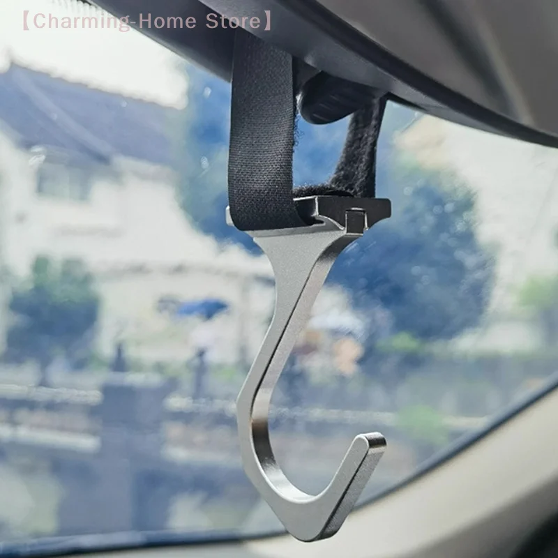 【M】Aluminum Steering Wheel Hook With Adjustable Nylon Strap, Car Mounted Modification