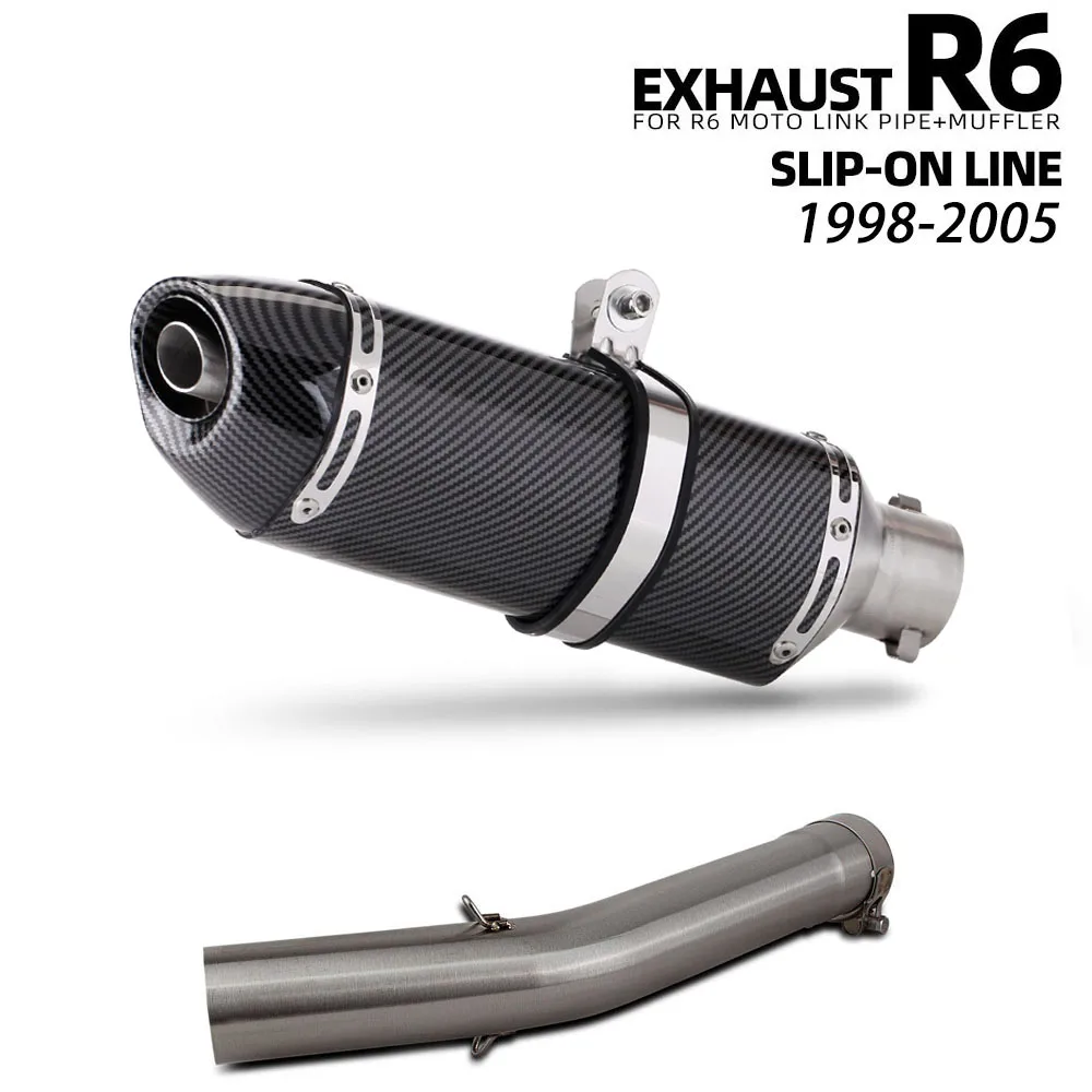 R6 Exhaust Muffler For Yamaha YZF-R6 1998-2005 Motorcycle Slip on Line Exhausts Pipe Sport Racing R77 Tail Tube with DB Killer