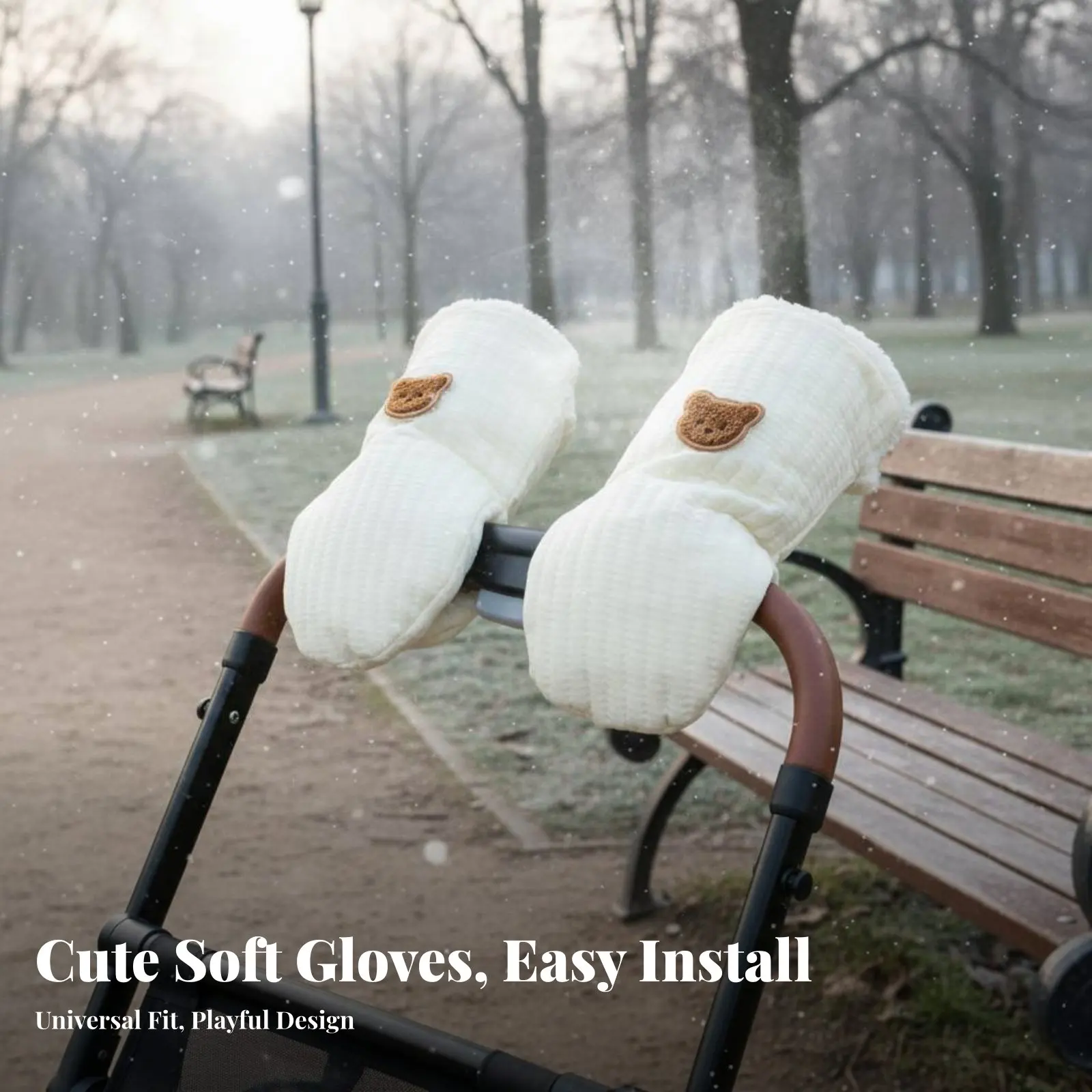 

2 шт. Зимние ветрозащитные чехлы-митенки на ручку детской коляски, легко устанавливаемые