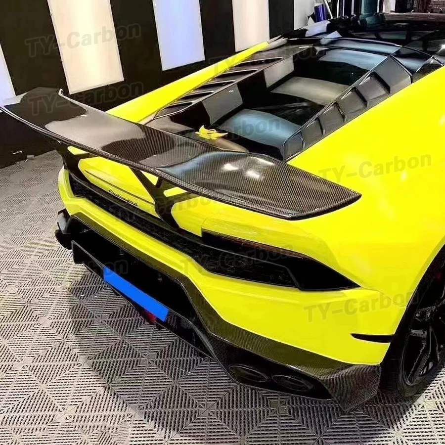 أجنحة سباق خلفية من ألياف الكربون الحقيقية مناسبة لامبورغيني هوراكان LP610 LP580 DMC نمط سبويلر #2