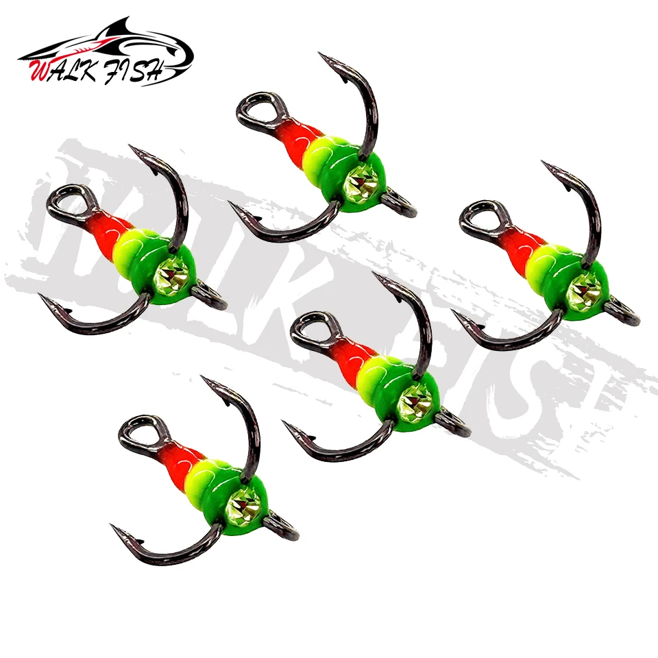 WALK FISH Winter Fishing Hook Ice Fishing Hook Three-jaw Hooks High Carbon Steel Tackle Tool Carbon Steel Sinking Spoons Bait
