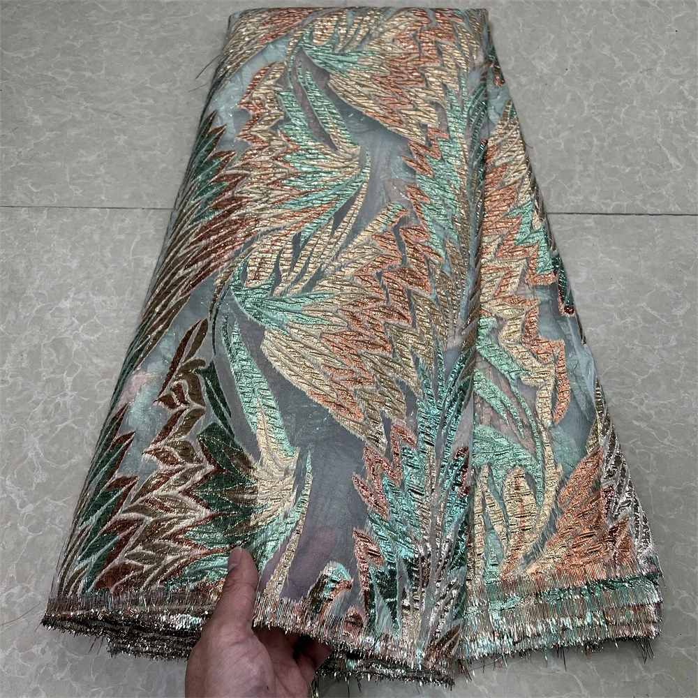 African Nigerian Tulle Lace Fabric,Sequins Embroidery, French Guipure Party Dress Fabric for Sewing, High Quality, 5Yards, 2024