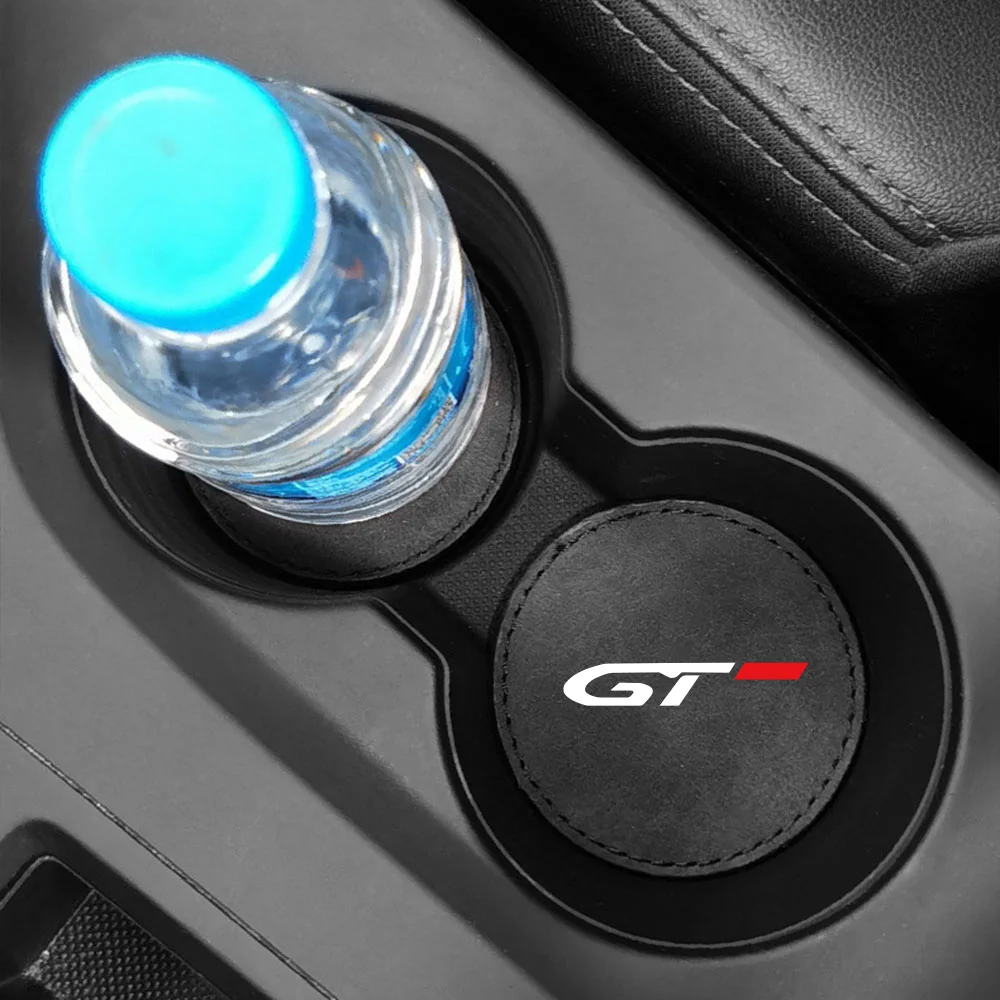 For Peugeot GT GTline 3008 308 T9 208 508 2008 Rifter 5008 207 2PCS Car Coaster Cup Slot Bottle Holder Non-Slip Pad Suede Mat