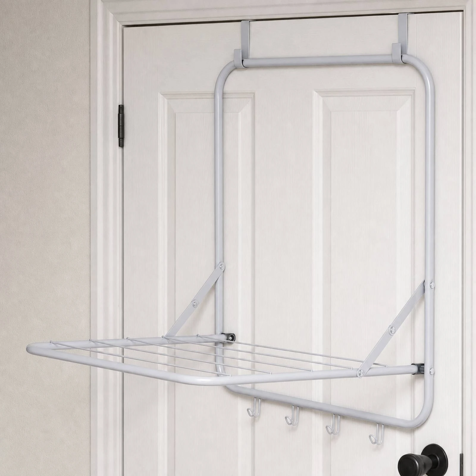 Over-the-Door Desiccating Rack with Lower Hooks Foldable Desiccating Rack Space-Saving for Home Apartment Dwellers Laundry Room
