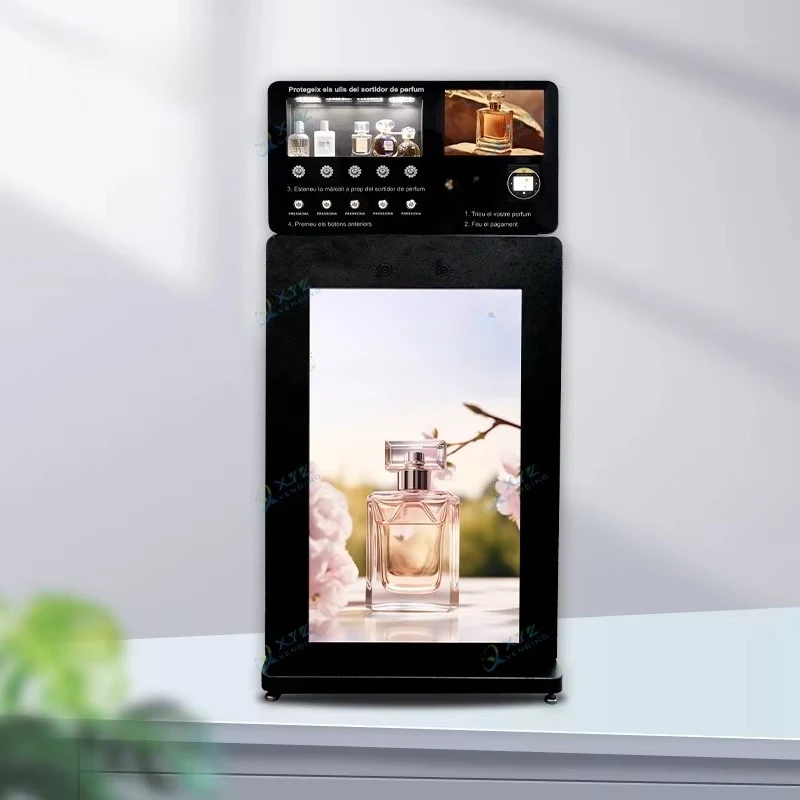 تخصيص آلة بيع رذاذ عينة العطر 43 بوصة شاشة إعلانات آلة بيع العطور الدائمة